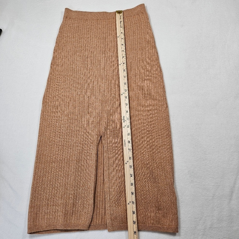 Free People Skyline Ribbed Knit Midi Skirt with slit Size Med Boho Coastal Indie - Picture 7 of 10